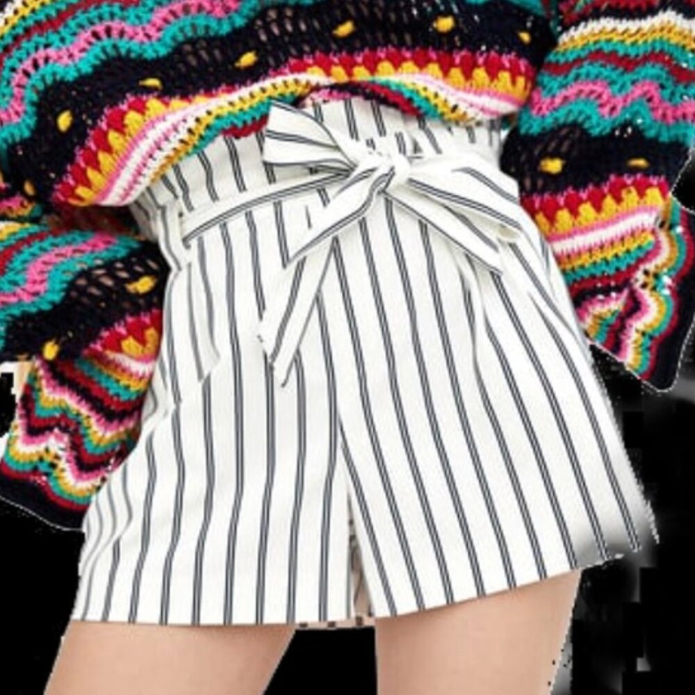 Zara TRF Striped Belted Shorts